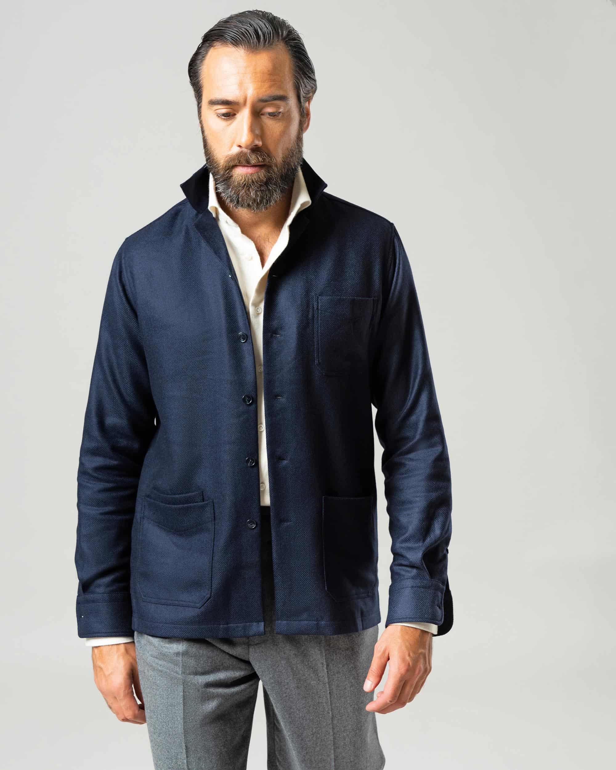 Blå shirt jacket i ull & silke image 3