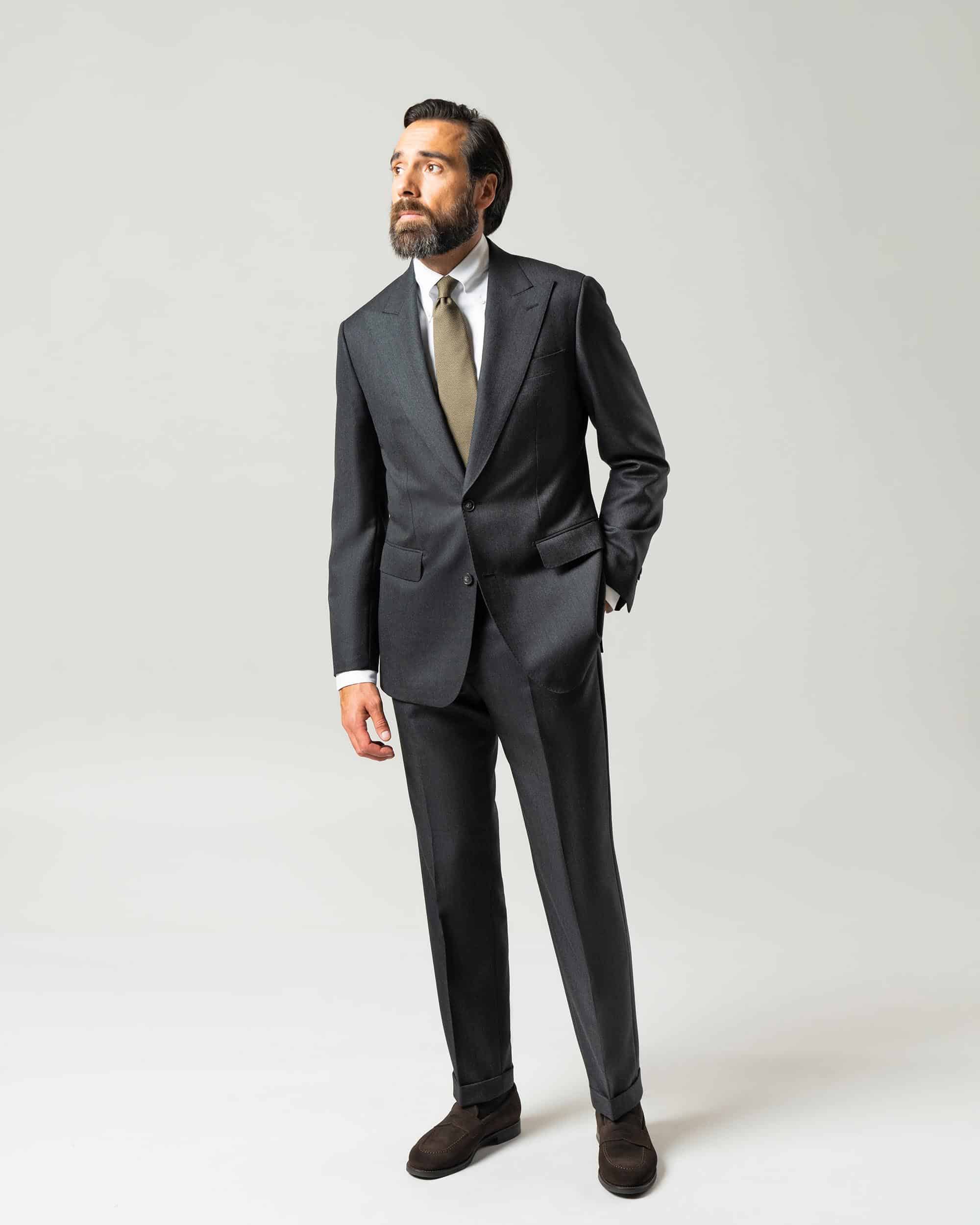 Kostym plain weave mörkgrå image 4