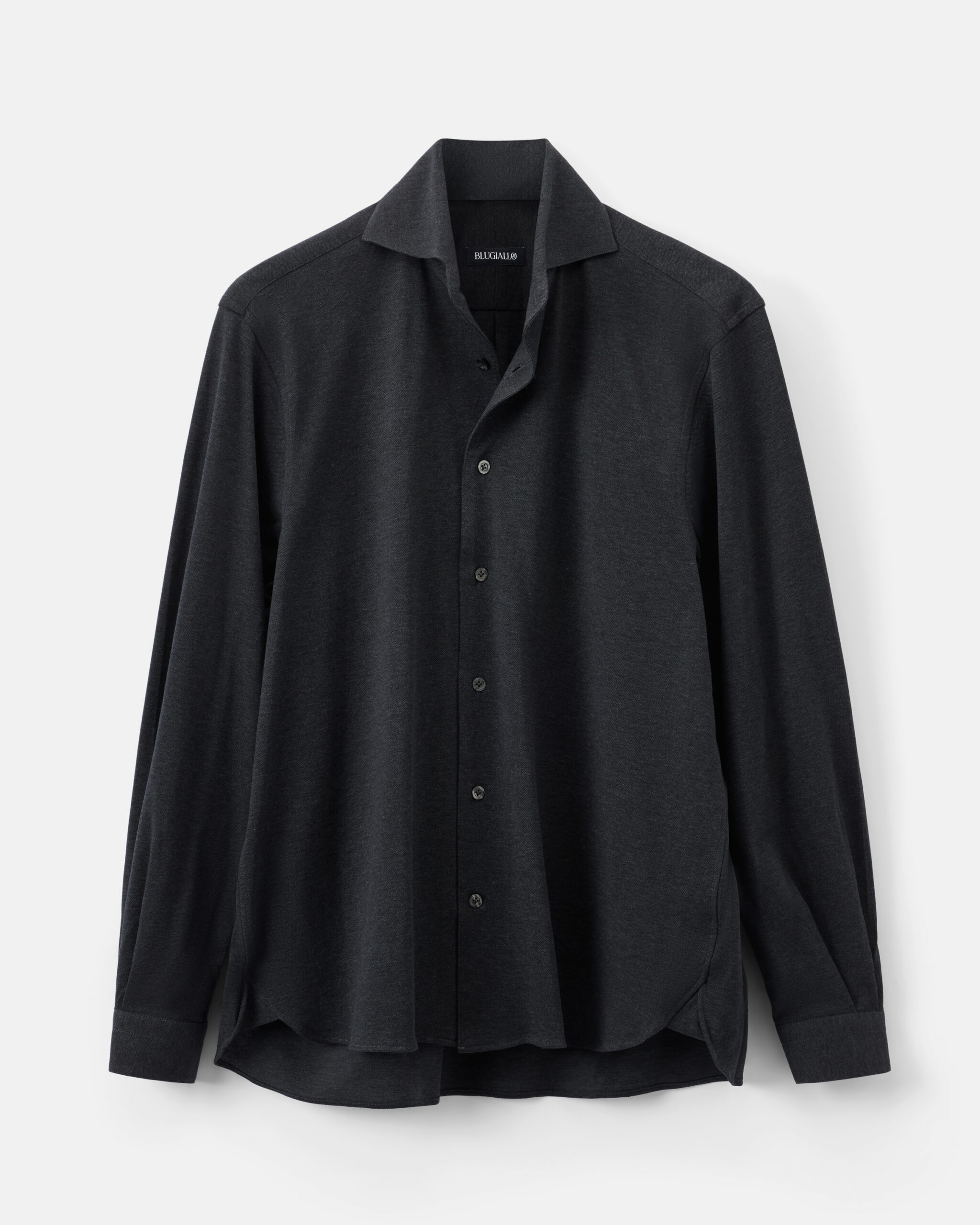 Måttsydd ‘Signatur’ Mörkgrå pikéskjorta bomull image 1