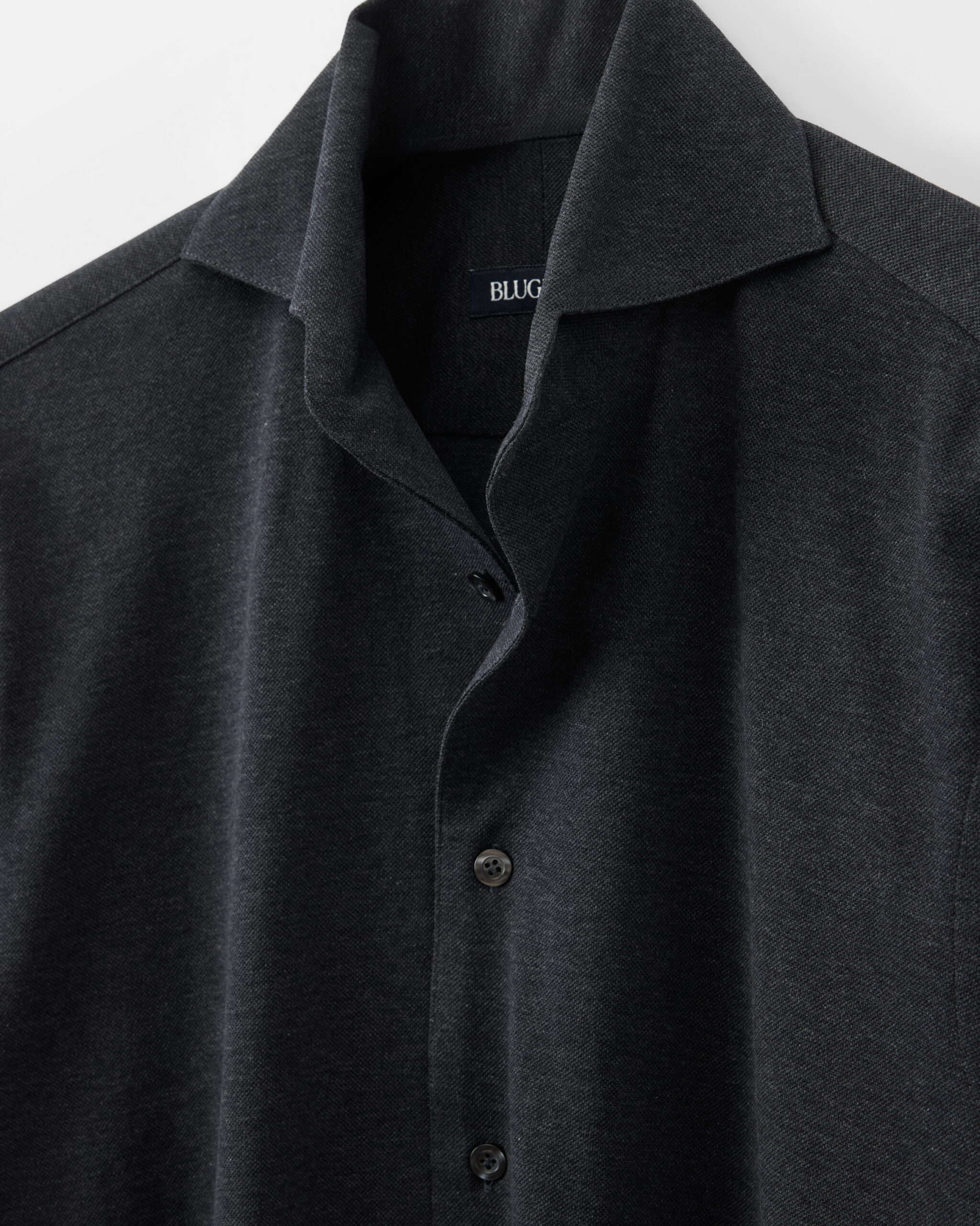 Måttsydd ‘Signatur’ Mörkgrå pikéskjorta bomull image 2