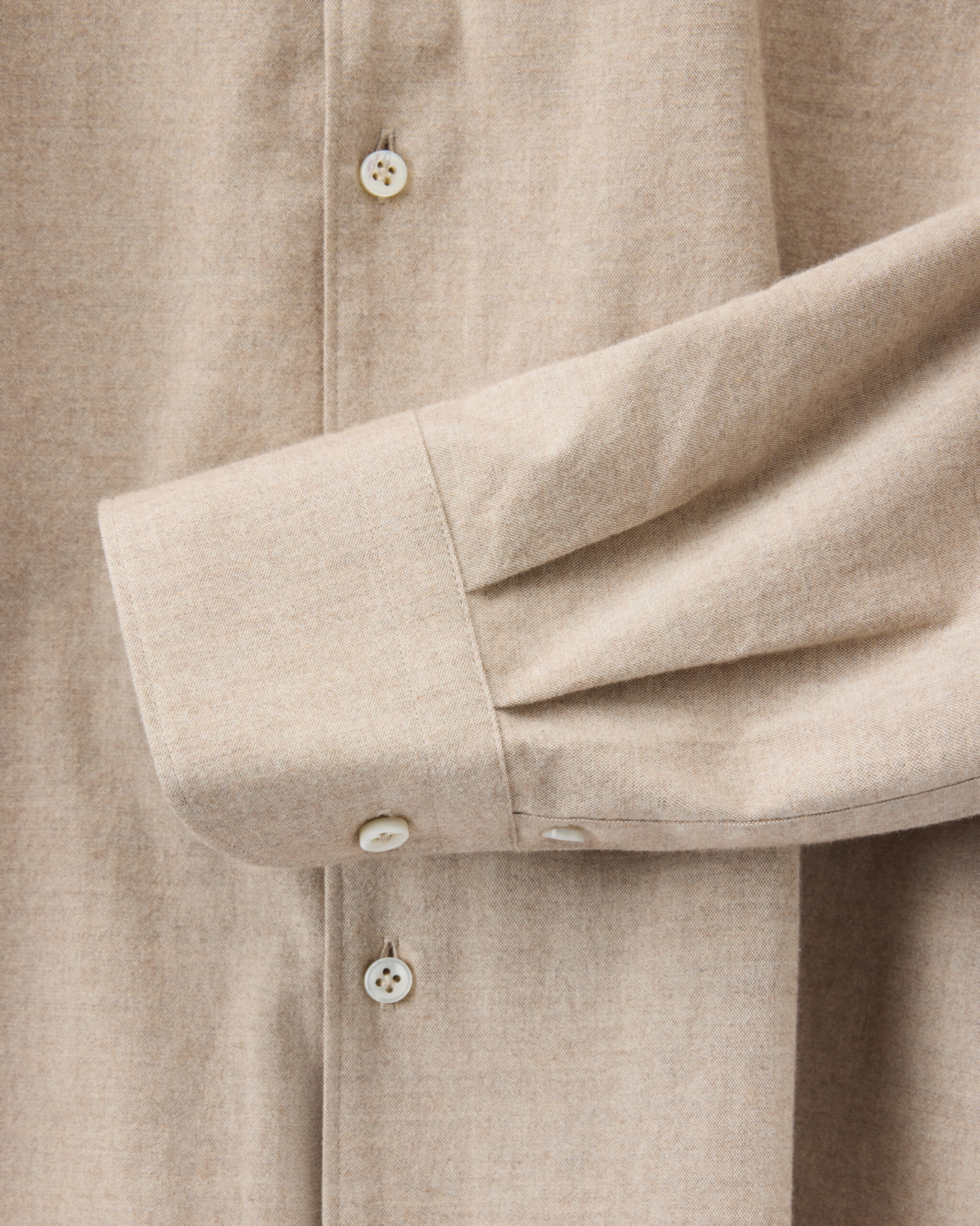 Måttsydd Skjorta Beige Borstad Bomulls-flanell image 3