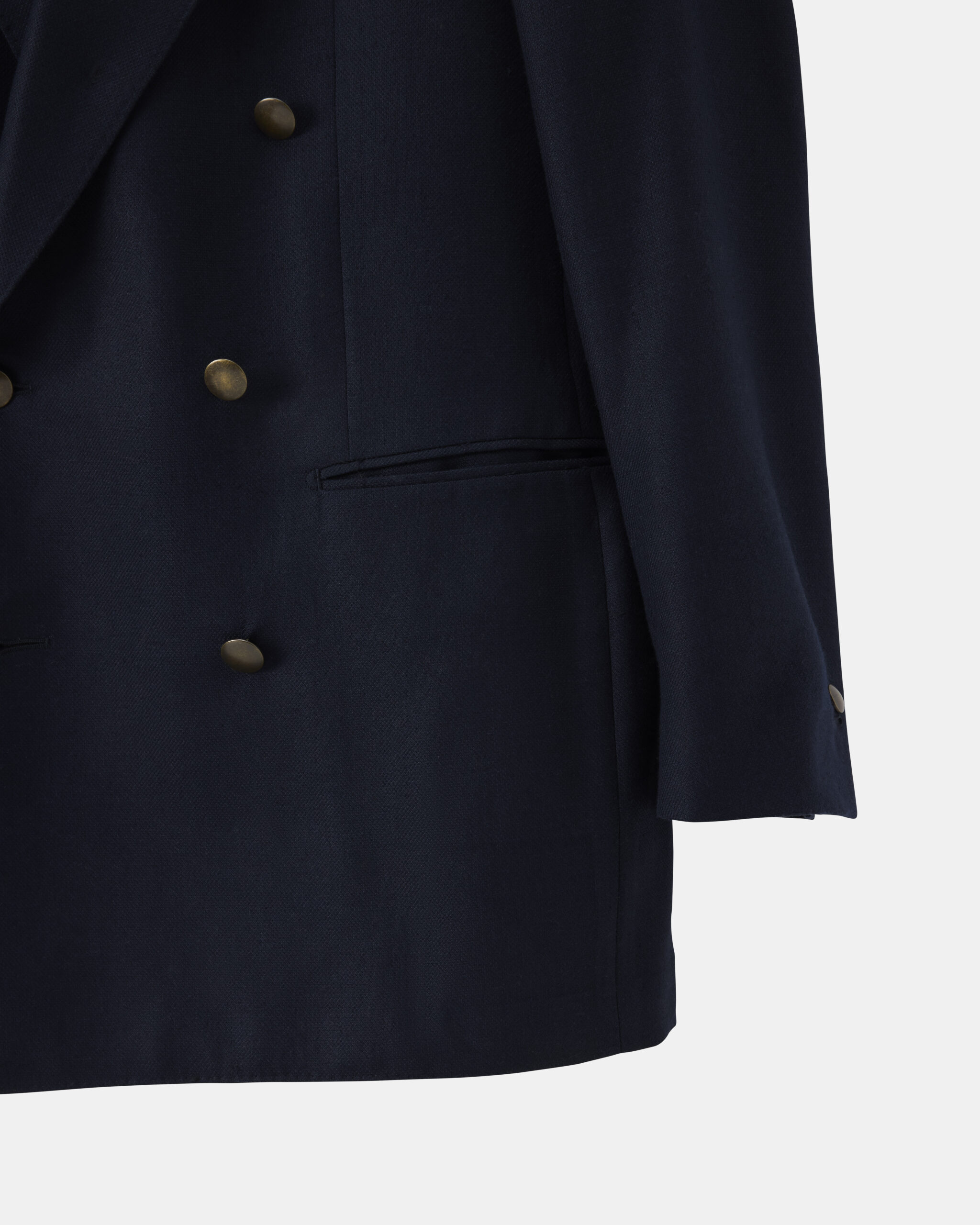 Måttsydd '90's Row' Blazer Navy Blå Basketweave Ull & Silke image 4