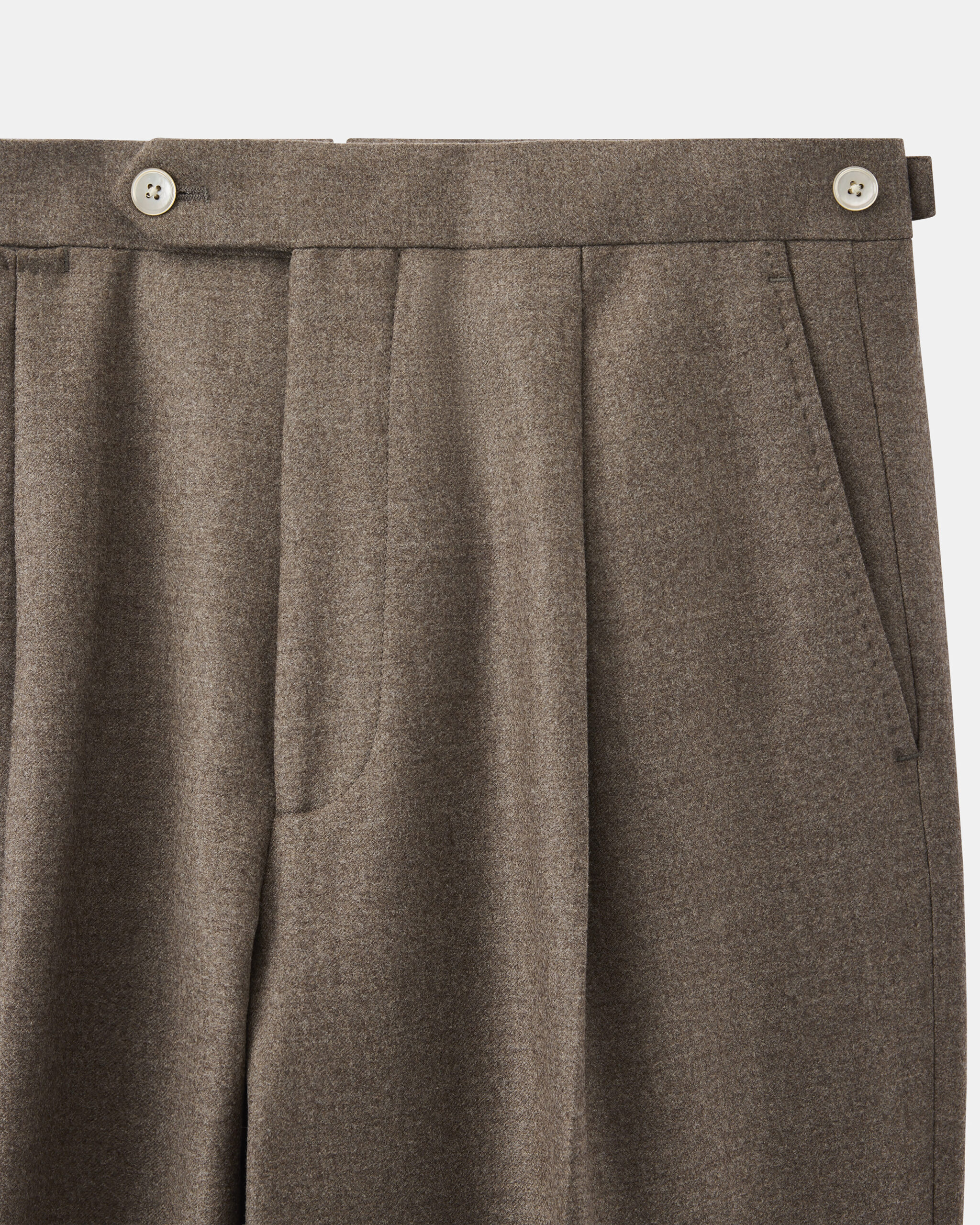 Måttsydd Soft Dress Byxa Taupe brun borstad ull-flanell image 3