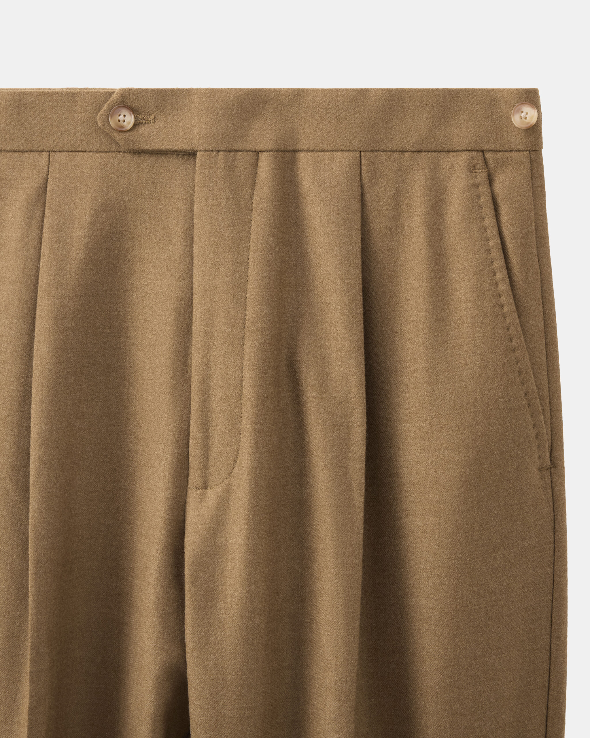 Måttsydd Soft Dress Byxa Kamelbrun borstad ull-flanell image 3