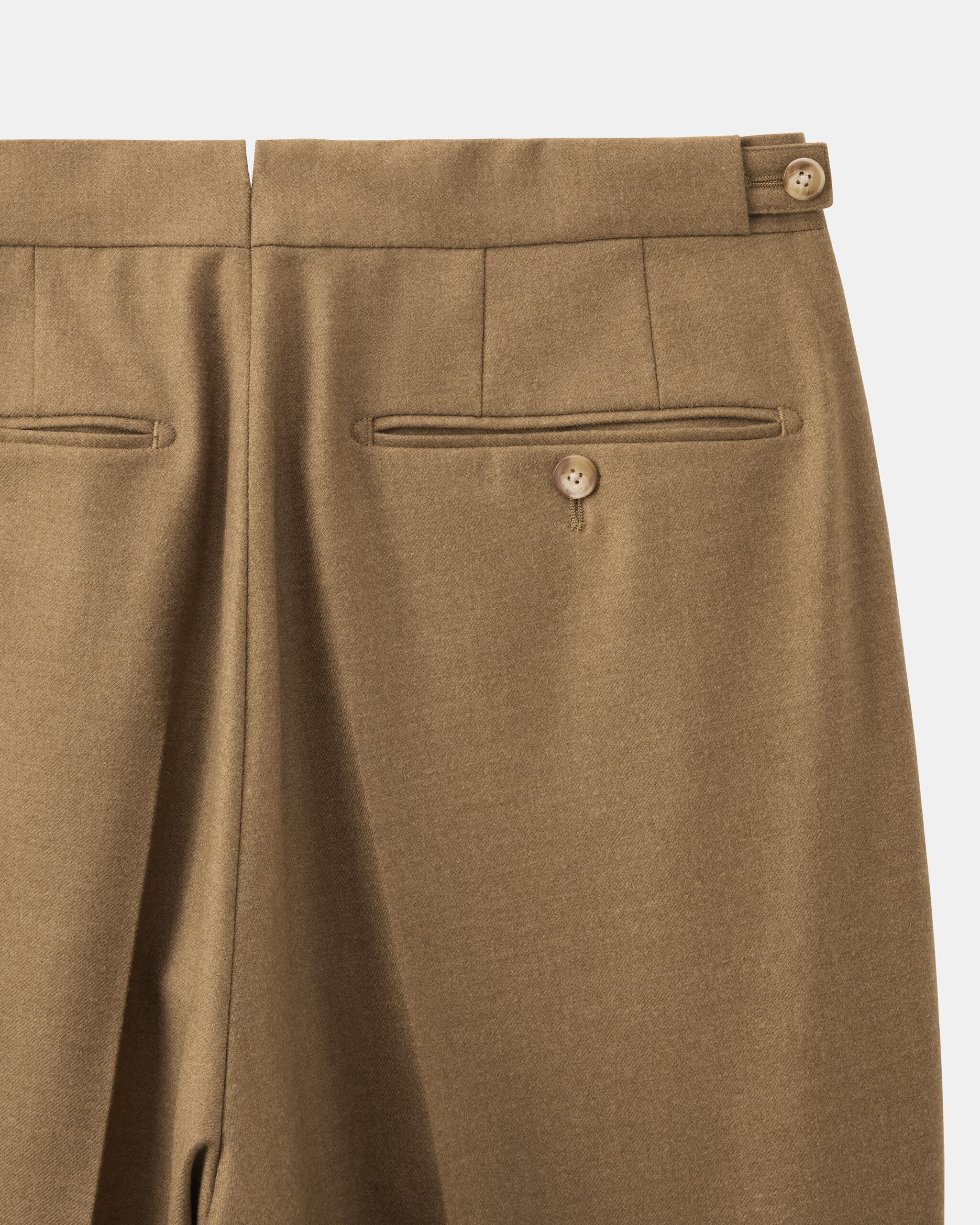 Måttsydd Soft Dress Byxa Kamelbrun borstad ull-flanell image 4